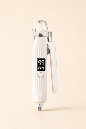 Electric pet nail trimmer with LED light, digital display, and ergonomic design for safe pet grooming.