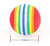 Interactive catnip cat toy rainbow ball chew and bite toy designed for playful cats.