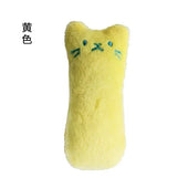 Interactive catnip cat toy yellow chew and bite toy designed for playful cats.