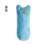 Interactive catnip cat toy blue chew and bite toy designed for playful cats.