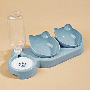 3-in-1 cat food and water bowl-