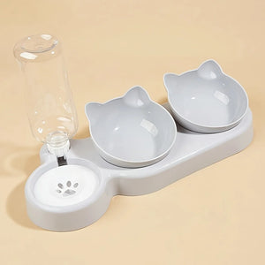 3-in-1 cat food and water bowl-