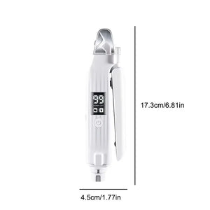 Electric pet nail trimmer and grinder with LED light, dimensions 17.3cm x 4.5cm, designed for dogs and cats.