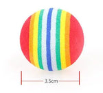 Interactive catnip cat toy rainbow ball chew and bite toy designed for playful cats.