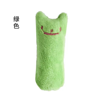 Interactive catnip cat toy green chew and bite toy designed for playful cats.