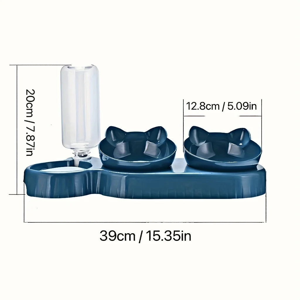 3-in-1 cat food and water bowl- 