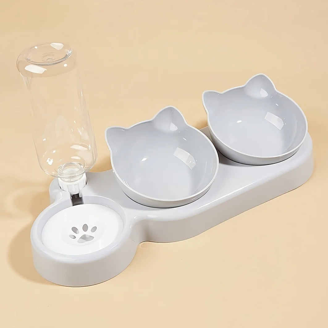 3-in-1 cat food and water bowl- 