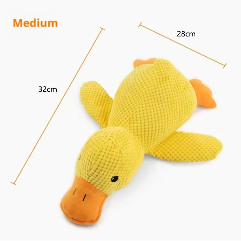 Medium interactive duck dog toy measuring 32cm by 28cm, perfect for pets to relieve boredom and play.